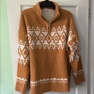 Tan and White Aztec Sweater